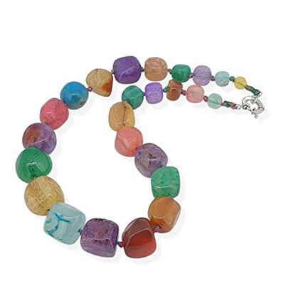 Multicolor Chunky Gemstone Necklace Statement Jewelry 