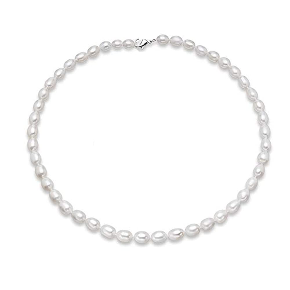 White Rice Shape Pearl Necklace