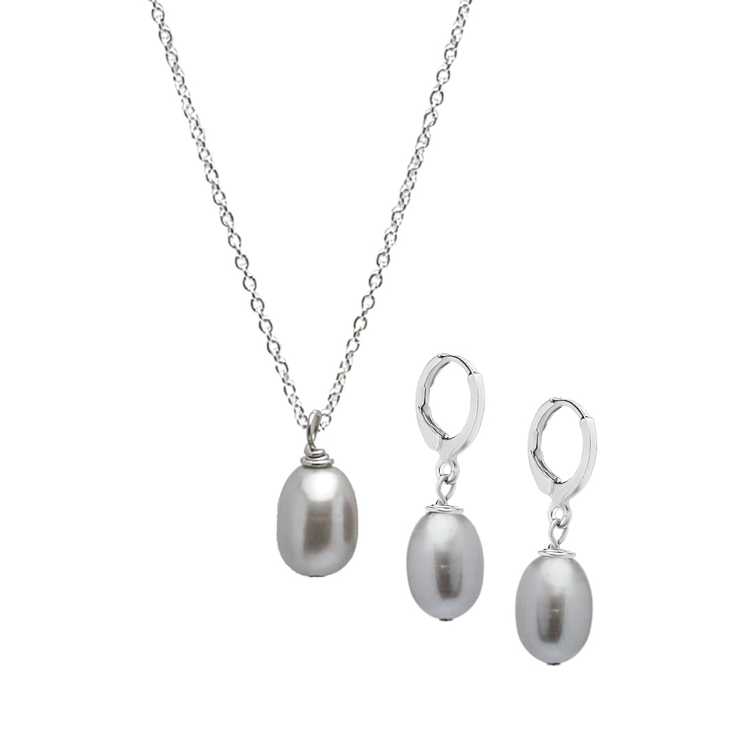 Gray Freshwater Pearl Jewelry Set for Women