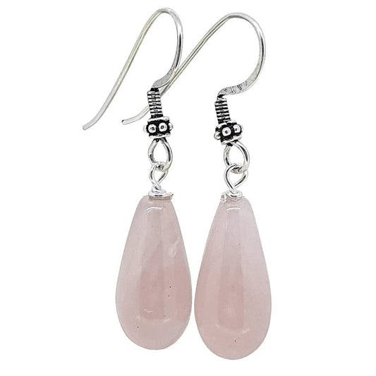 Women's Rose Quartz Earrings | Sterling Silver Dangle Design