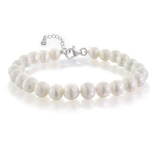 Women's Pearl Bracelet | 7-8mm White Freshwater Pearl with Adjustable 7.5" Length