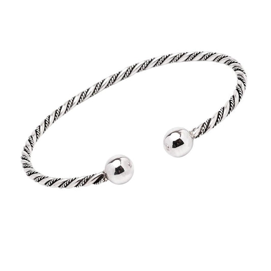 Twisted Rope Design Torque Bangle Bracelet 925 Sterling Silver