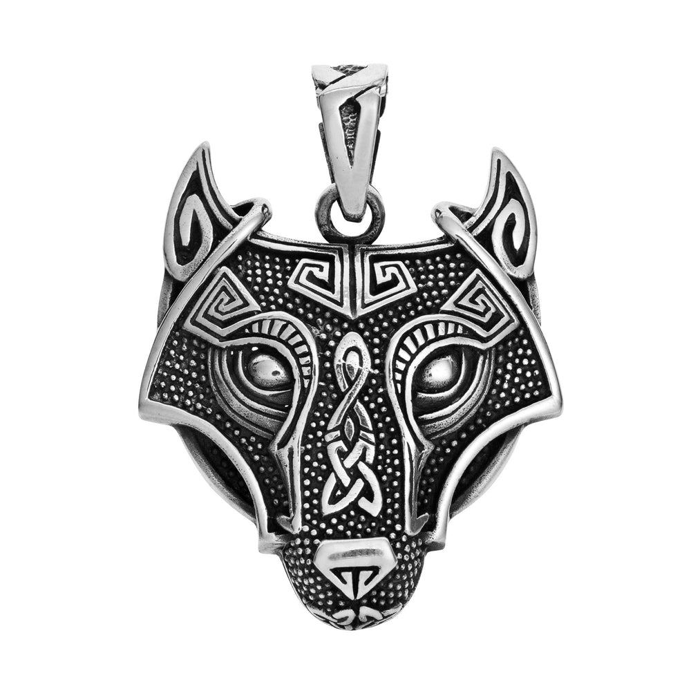 925 sterling silver wolf pendant