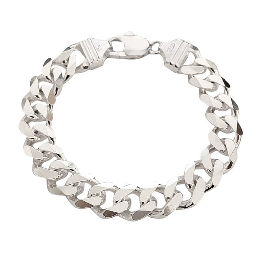 11.5mm Thick 925 Sterling Silver Curb Chain Bracelet 