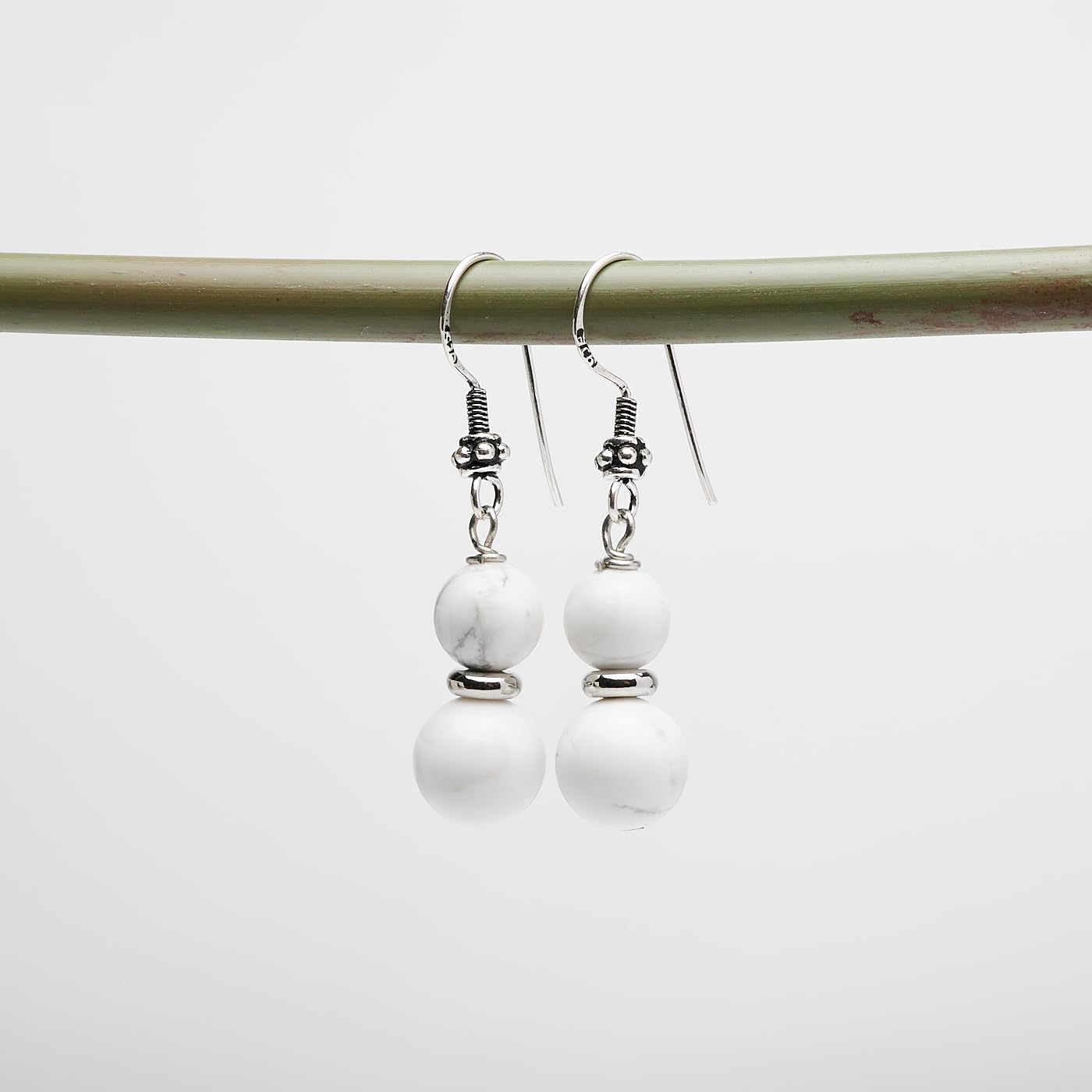 Women's Gemstone Earrings | Double Beaded Sterling Silver Dangle Drop Design