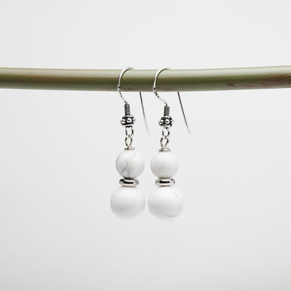 Women's Gemstone Earrings | Double Beaded Sterling Silver Dangle Drop Design