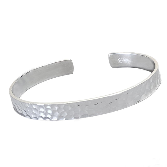 Hammered Style Statement Cuff Bangle | 925 Sterling Silver Bracelet for Women