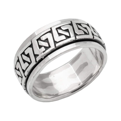 Men's 8mm Spinner Ring | Braided Design 925 Sterling Silver Fidget Band for Men