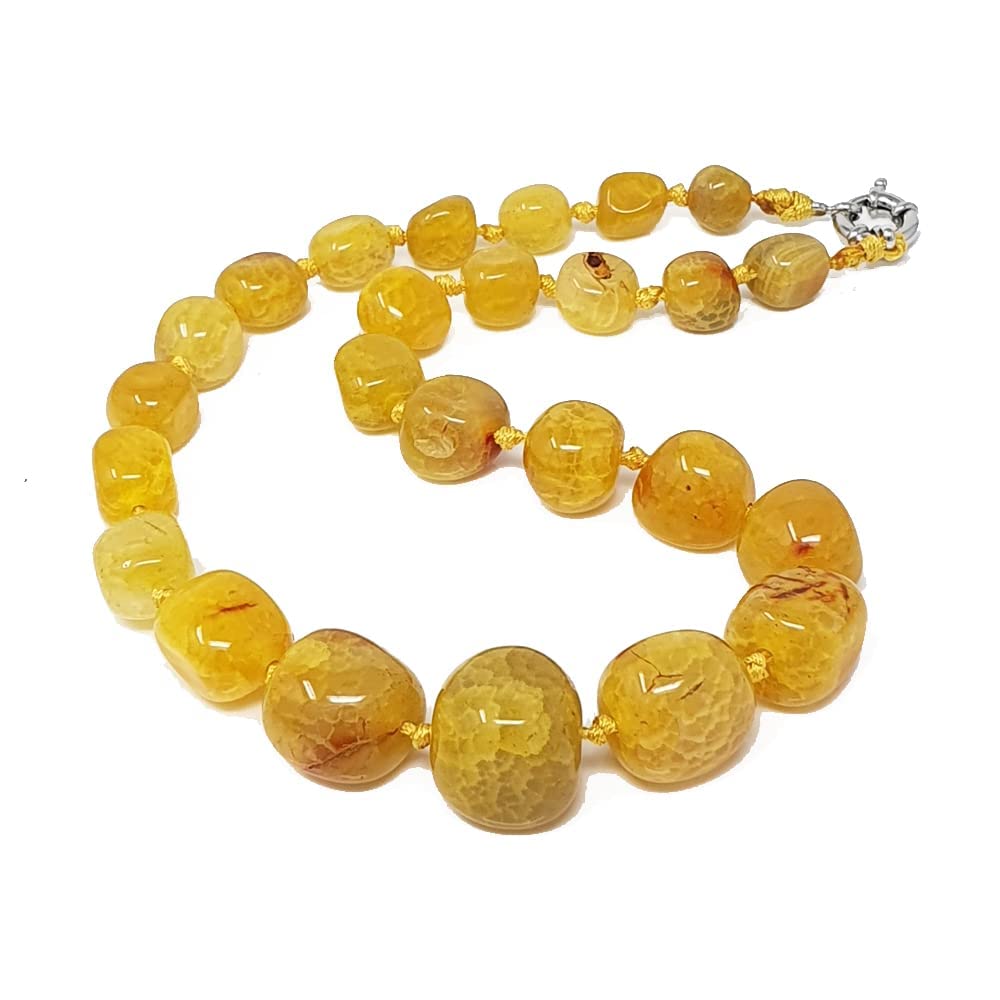 Yellow agate Chunky Gemstone Necklace Statement Jewelry 