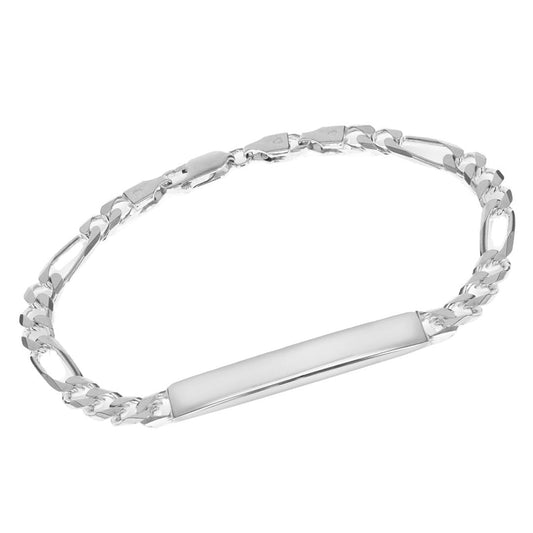 925 Sterling Silver 7mm ID Figaro Chain Bracelet