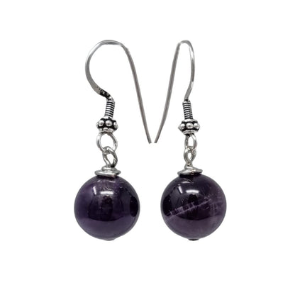 Purple amethyst 12mm Gemstone Dangle Drop Earrings