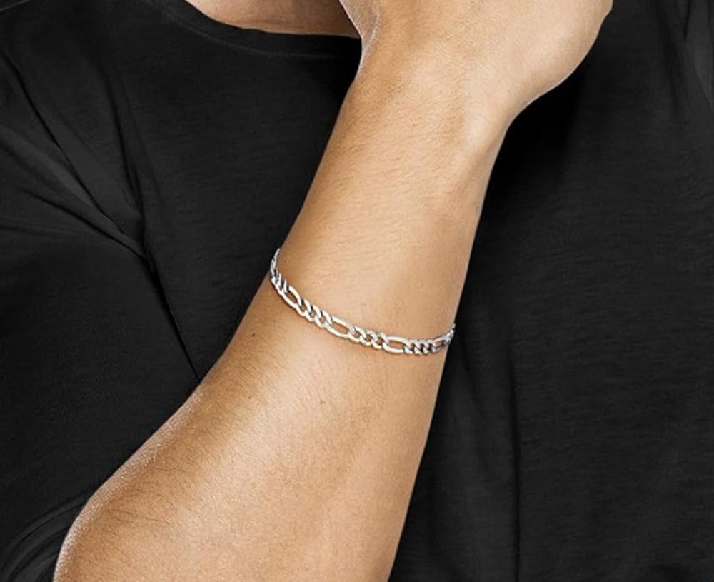 Men's Figaro Chain Bracelet | 5mm 925 Sterling Silver Chain, Length: 18.5cm