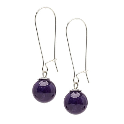 Amethyst 12mm Gemstone Bead Drop Earrings