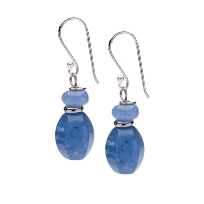 Blue Agate Dangle Drop Earrings