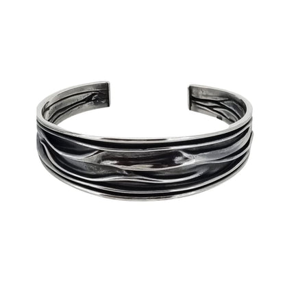 20mm Tapered Crushed Design 925 Sterling Silver Bangle