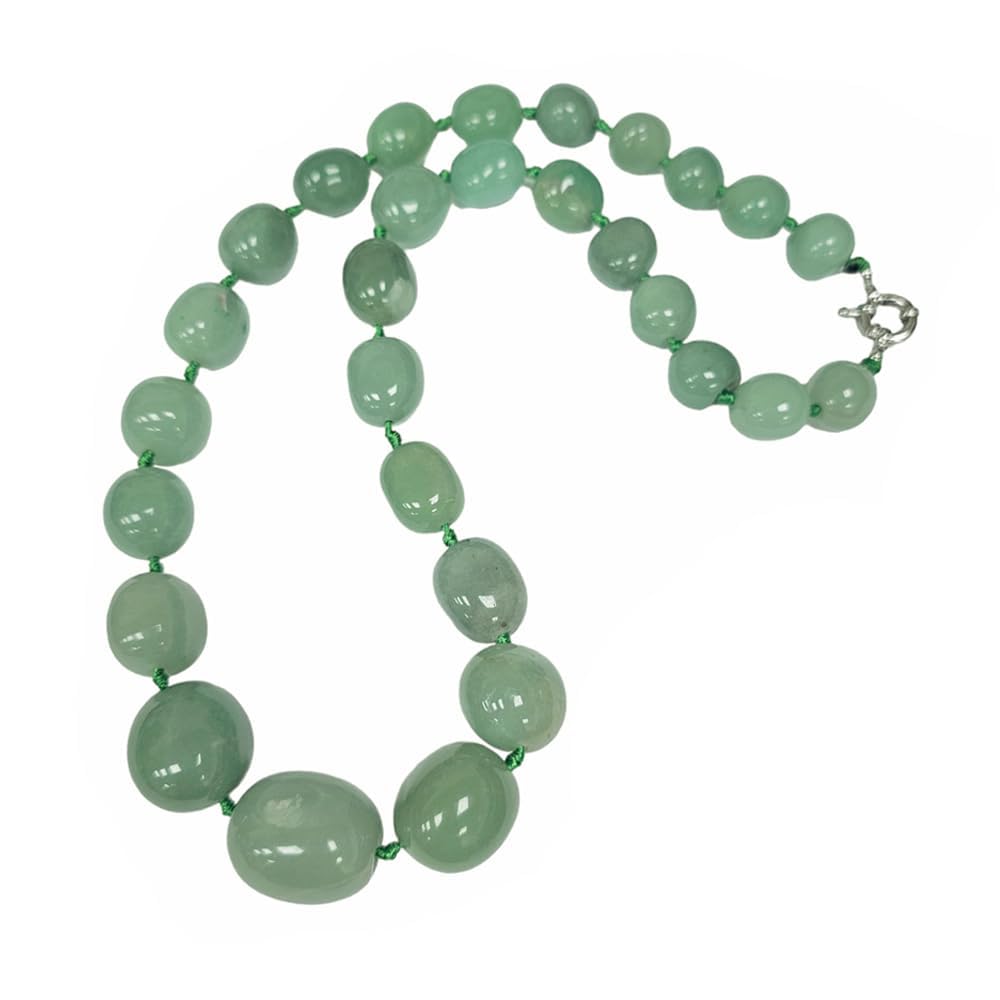 Green Aventurine Chunky Gemstone Necklace Statement Jewelry 