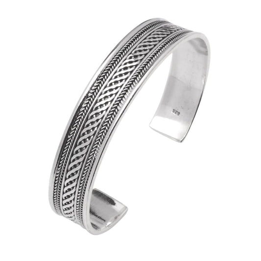 Men's Celtic Bangle Bracelet | 925 Sterling Silver Braided Cuff for Men