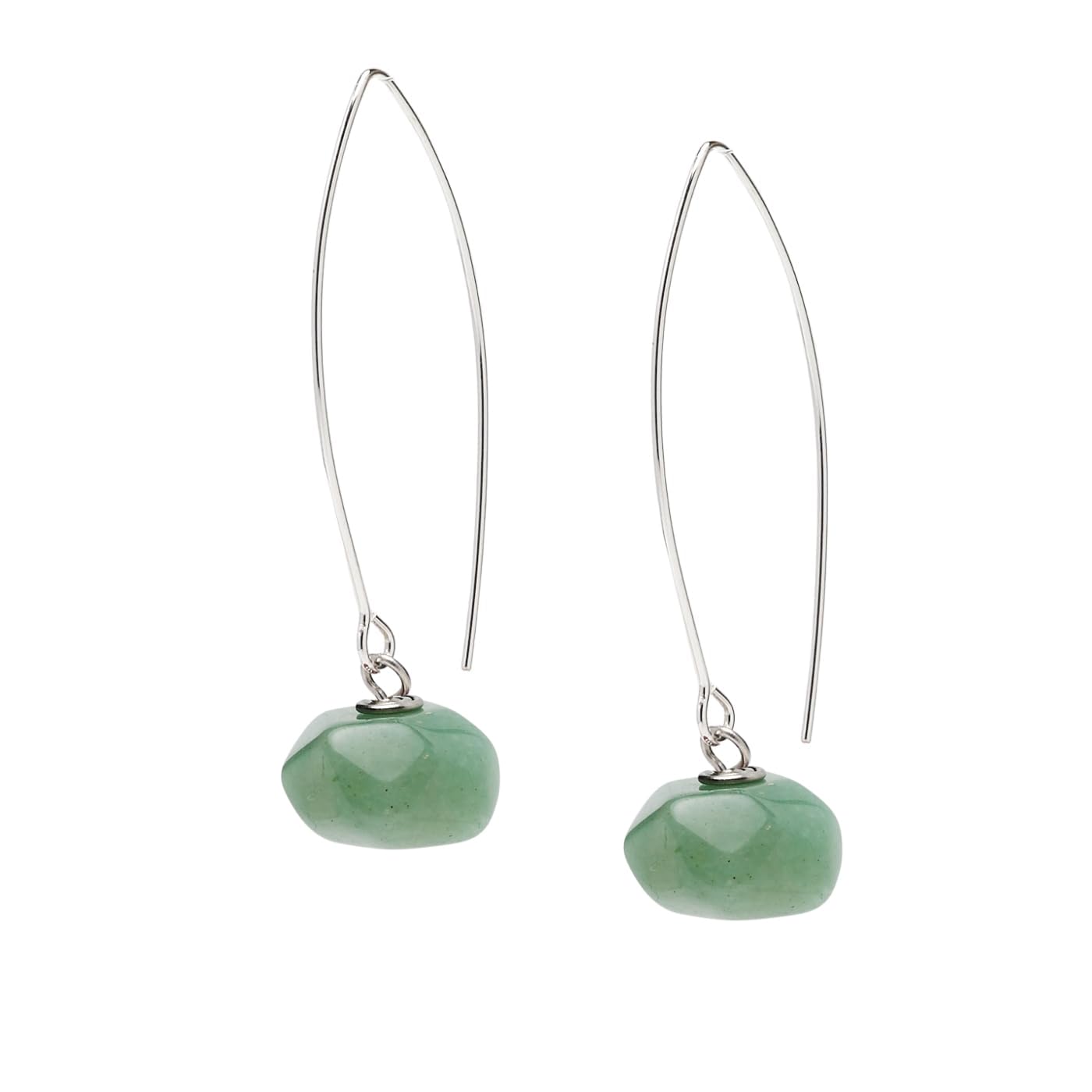 Unique Shape Green Aventurine 12mm Long Dangle Drop Earrings