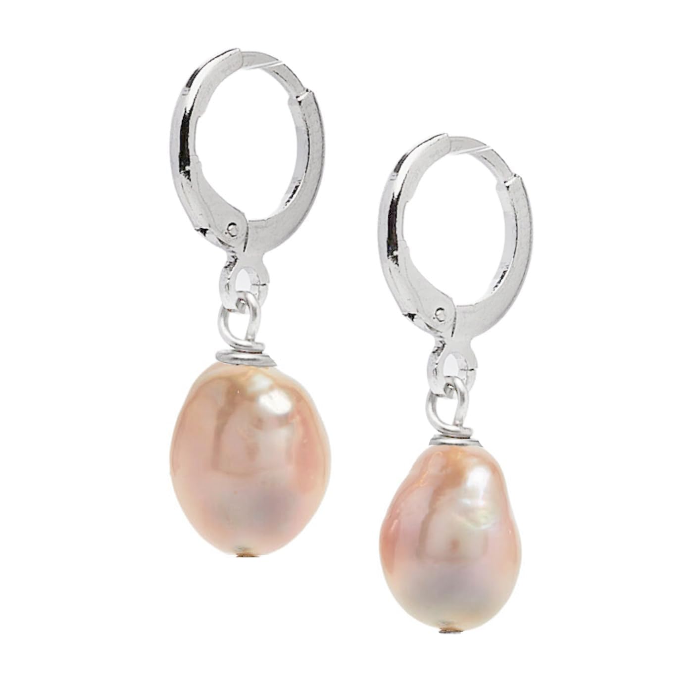 Purple Baroque Pearl Huggie Hoop Earrings