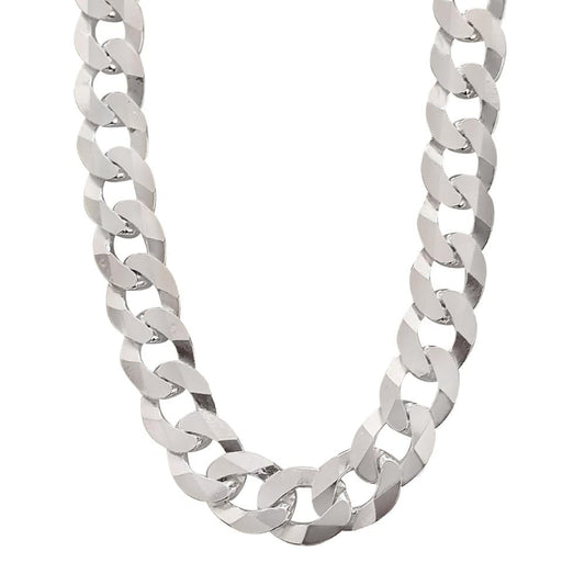 Men's Cuban Chain Necklace | 10.5mm Solid 925 Sterling Silver Chain, Made in Italy, Length: 55cm