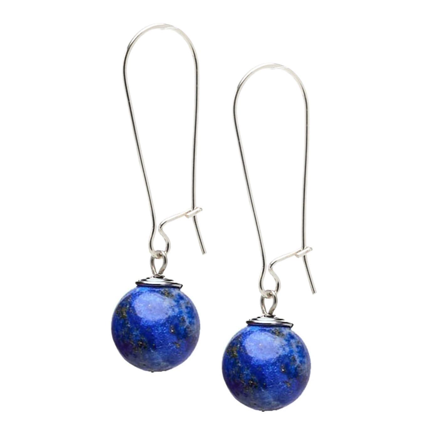 Blue Lapis Lazuli 12mm Gemstone Bead Drop Earrings