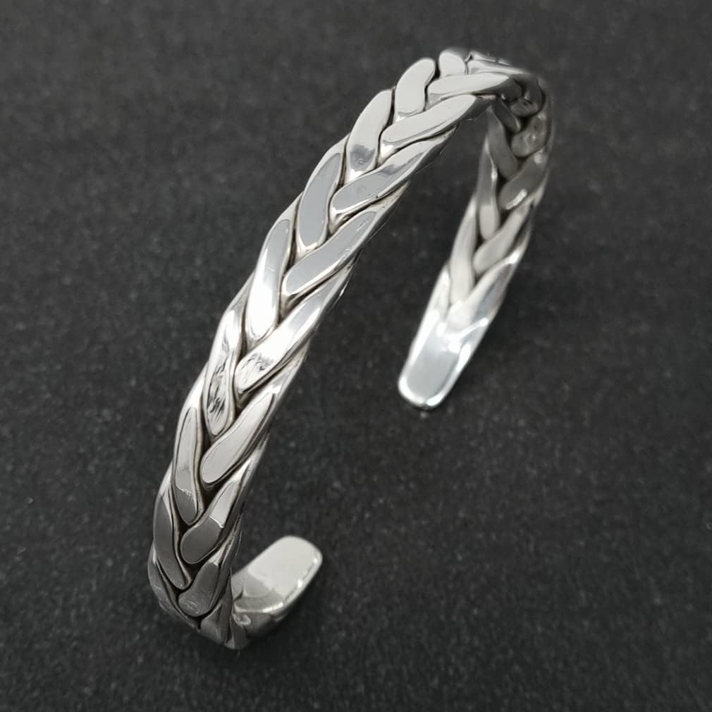 Braided Cuff Bangle | Men's 925 Sterling Silver Bracelet