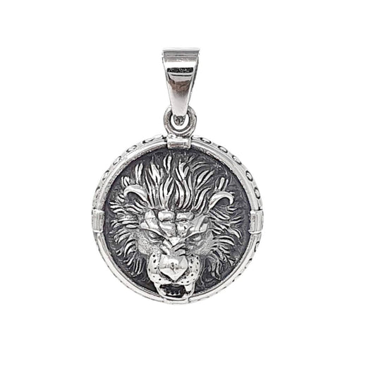 Men's Lion Head Pendant Necklace | Solid 925 Sterling Silver Pendant Necklace for Men