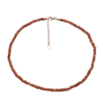 Brown Cherry Quartz Gemstone Choker with Extender 