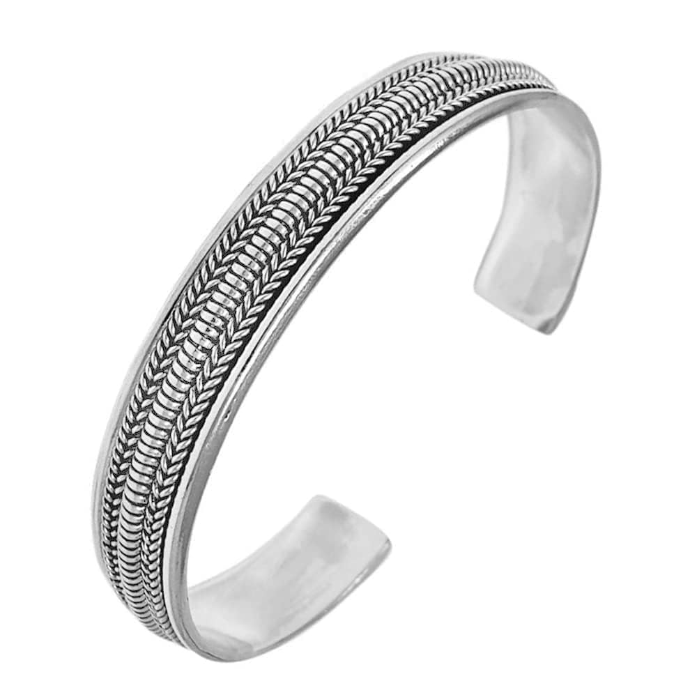  Sterling Silver Briaded Cuff Bangle