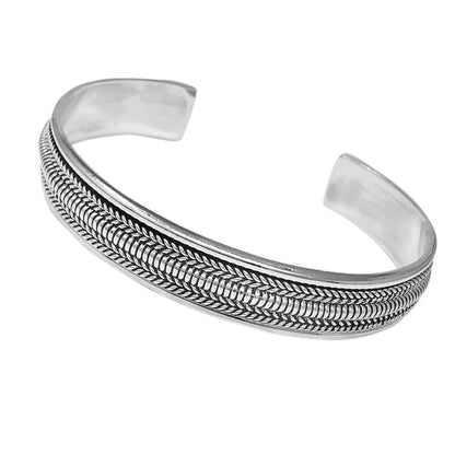 Briaded Cuff Bangle Sterling Silver