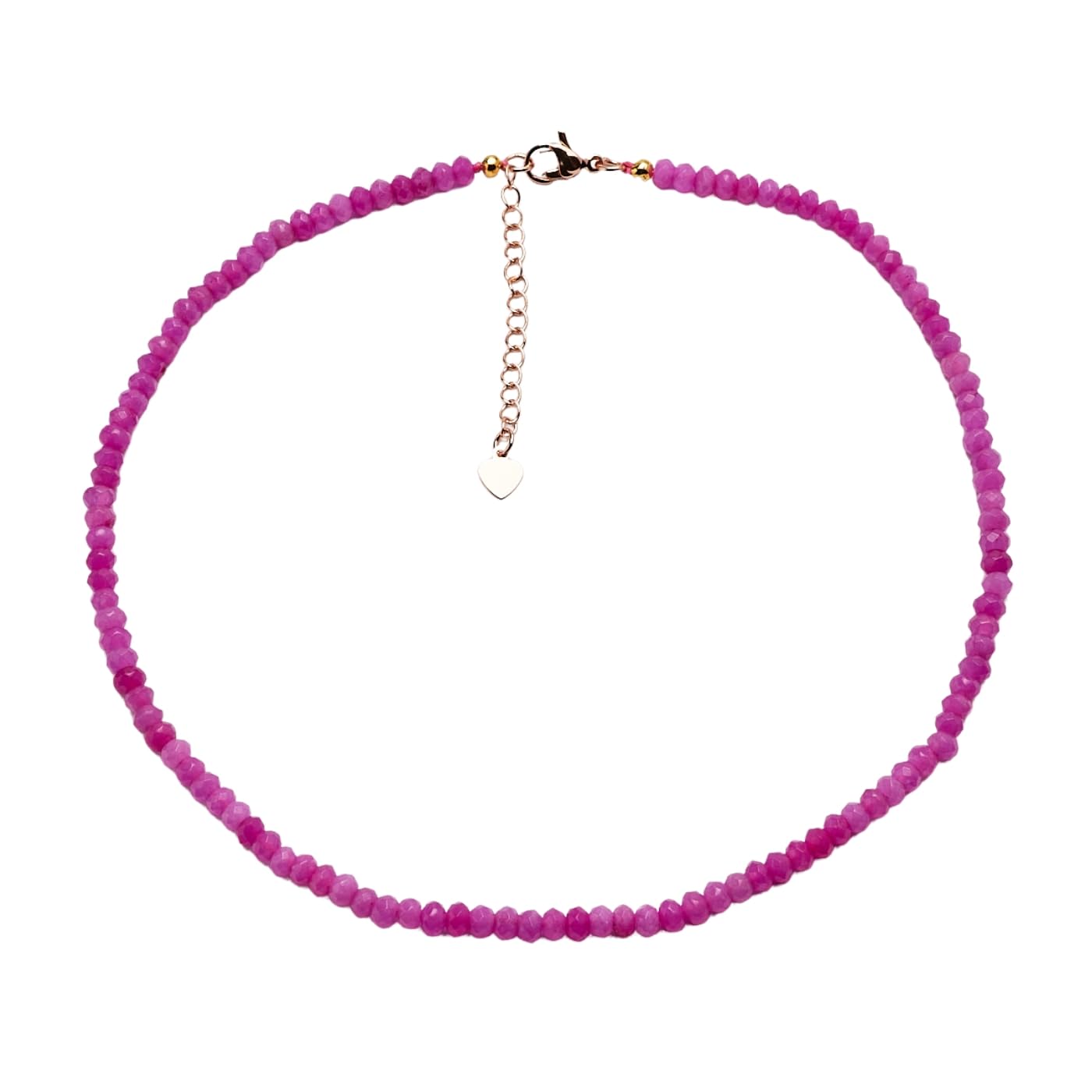 Vibrant Pink Gemstone Choker with Extender 