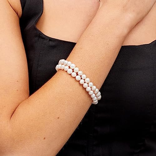 Pearl Bracelet | 2-Row White Freshwater Cultured A-Grade Pearl Bracelet for Women