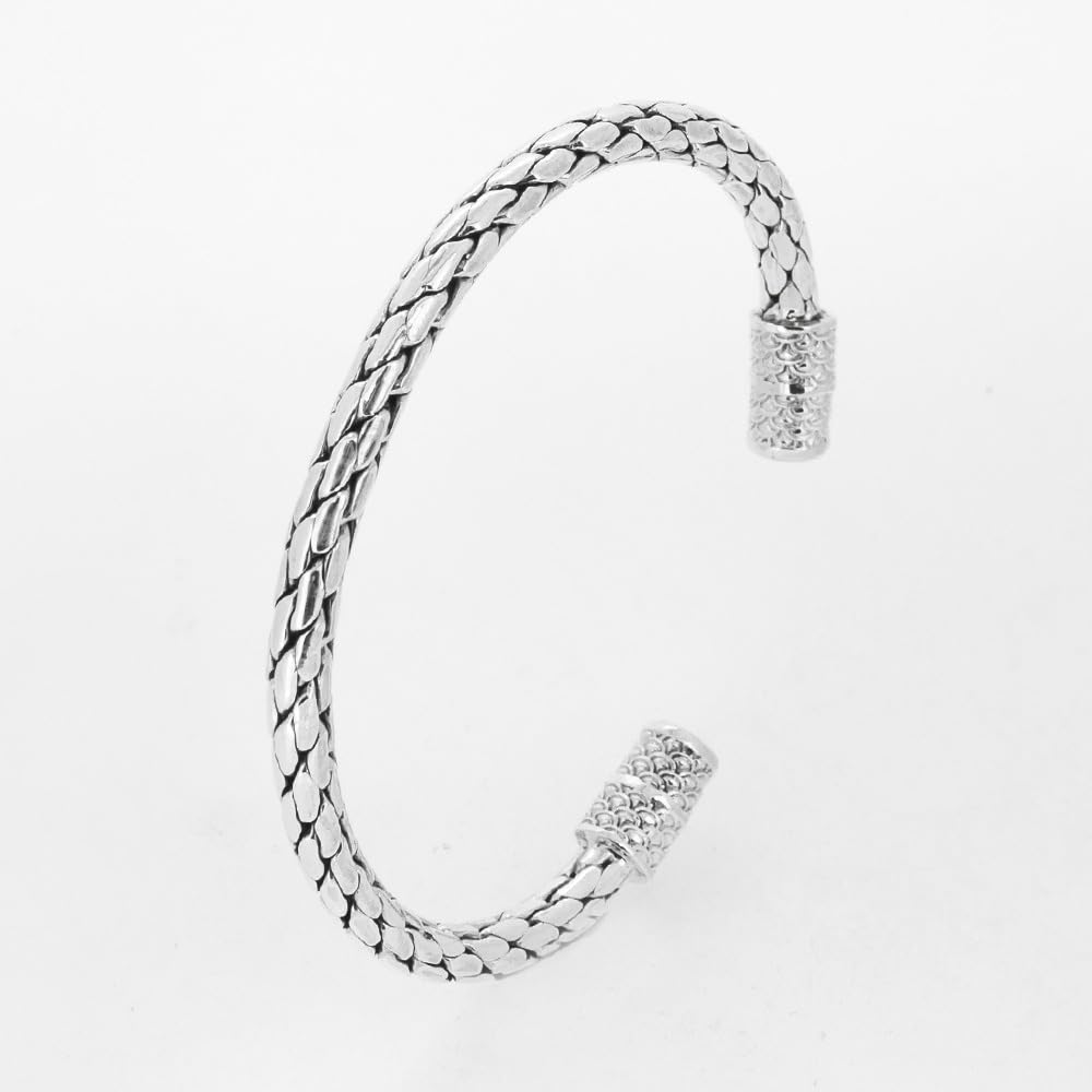 Torque Bangle Bracelet | Solid 925 Sterling Silver Iconic Cuff for Men