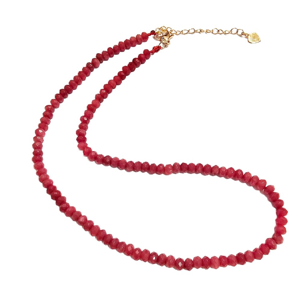 Dark Red Scarlet Gemstone Choker with Extender 