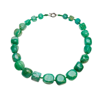 Green Agate Chunky Gemstone Necklace Statement Jewelry 