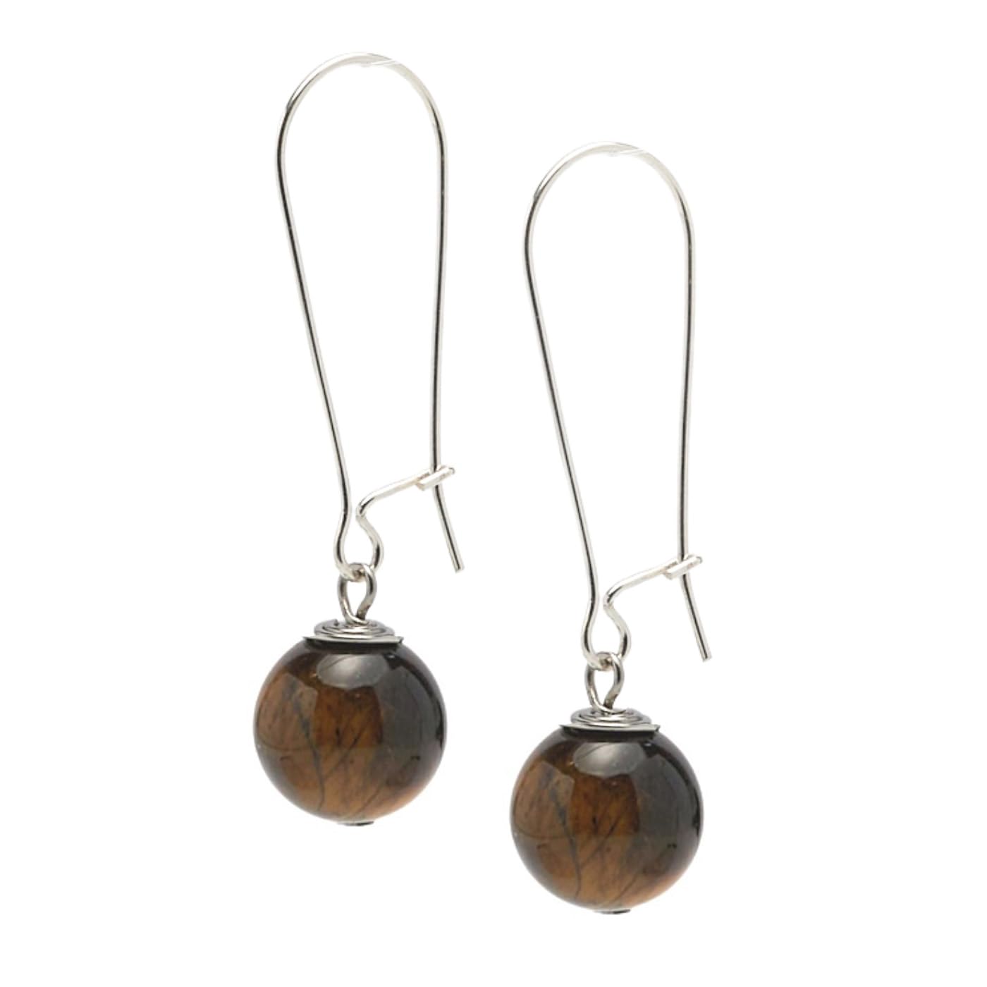 Tiger's Eye 12mm Gemstone Bead Drop Earrings