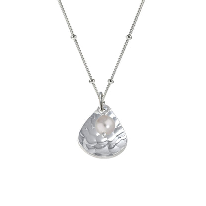 Hammered Teardrop with Pearl Pendant