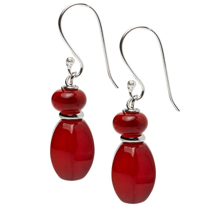 Red Agate Dangle Drop Earrings