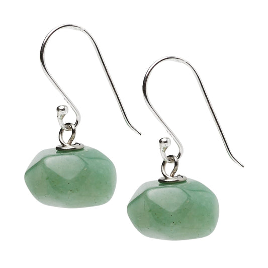 Unique Shape Green Aventurine Gemstone Drop Earrings