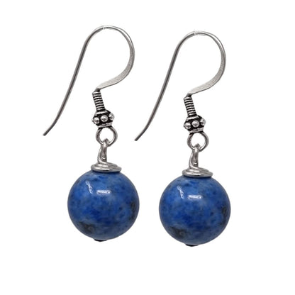 Blue 12mm Gemstone Dangle Drop Earrings