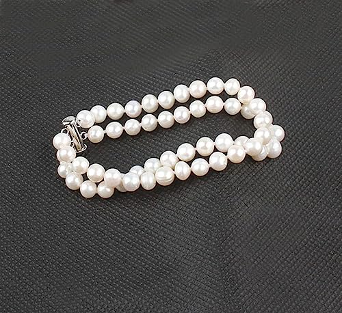 Pearl Bracelet | 2-Row White Freshwater Cultured A-Grade Pearl Bracelet for Women