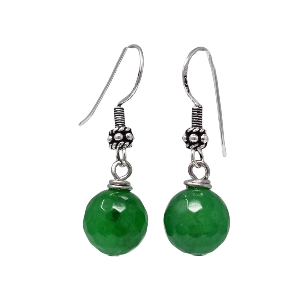 Green Agate 12mm Gemstone Dangle Drop Earrings