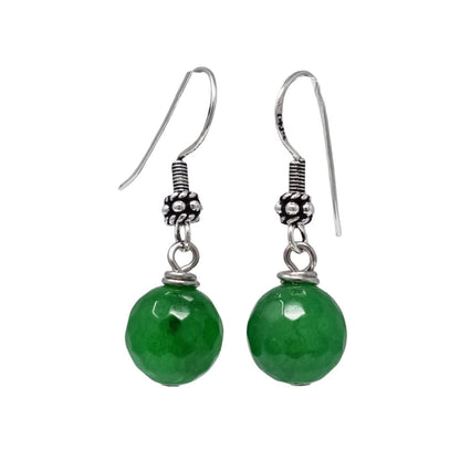 Green Agate 12mm Gemstone Dangle Drop Earrings