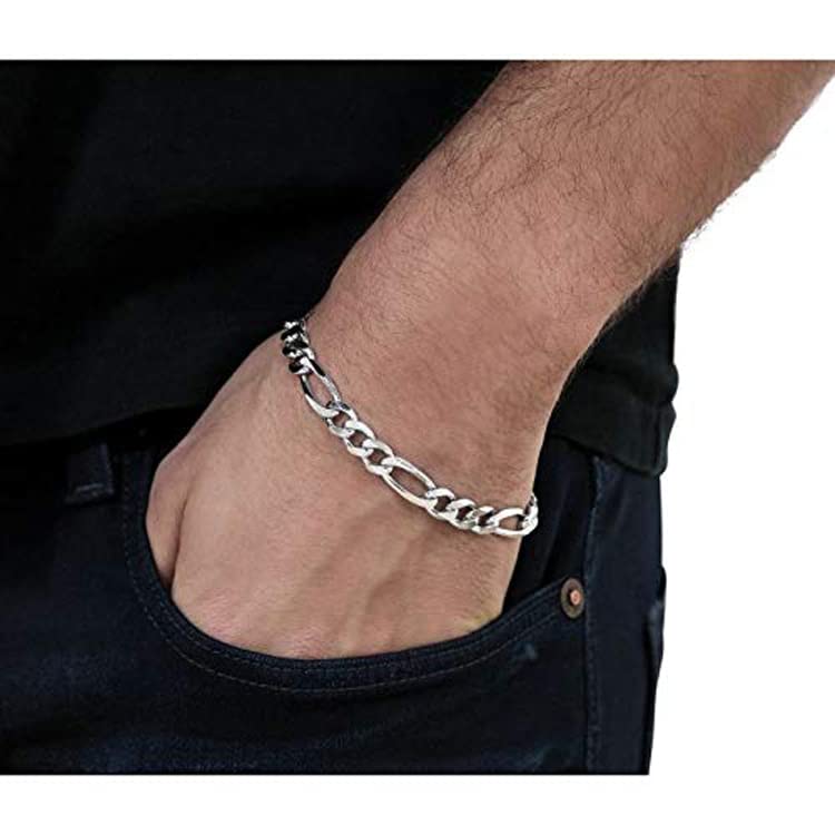  6.2mm Figaro chain Bracelet 925 Sterling Silver