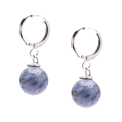 Blue Coral 10mm Gemstone Bead Leverback Earrings