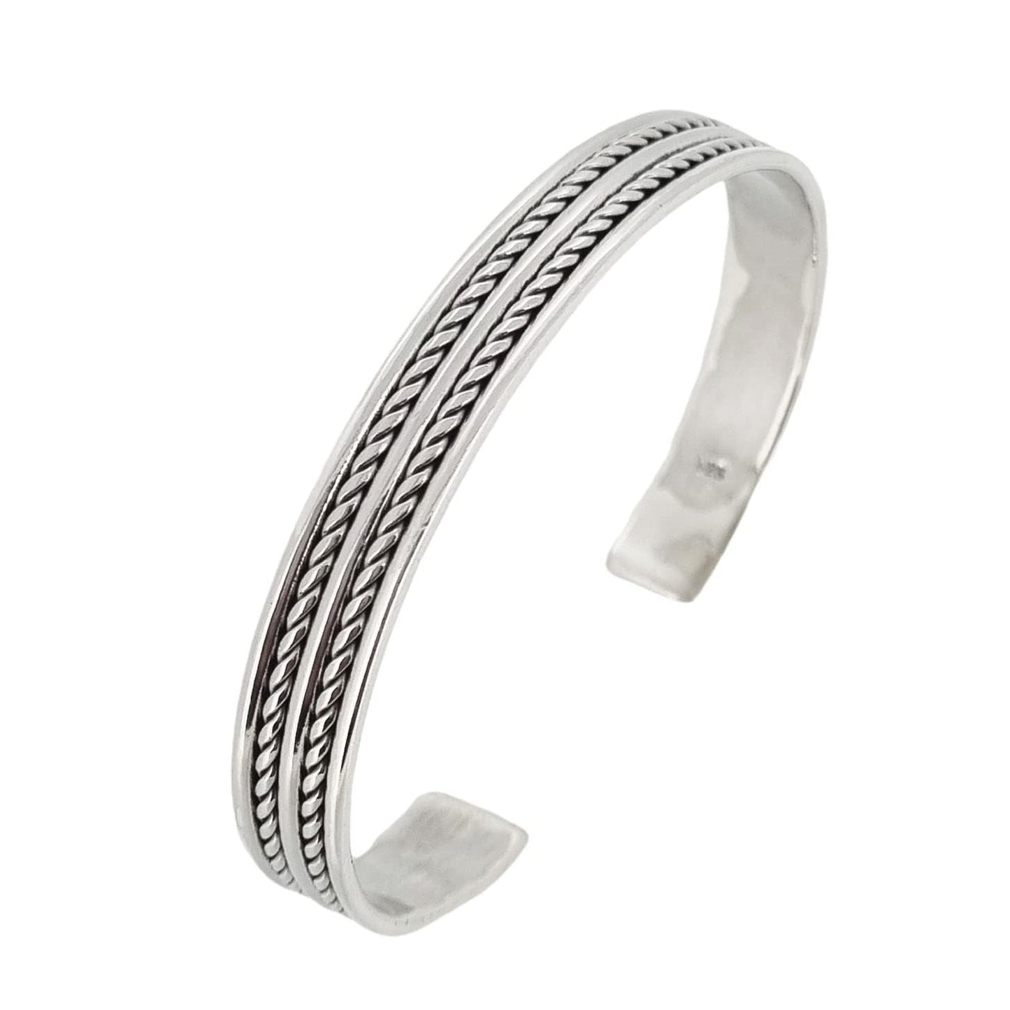 Men's 9mm Braided Bangle | 925 Sterling Silver Cuff Bracelet for Men