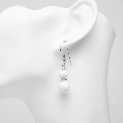 Women's Gemstone Earrings | Double Beaded Sterling Silver Dangle Drop Design