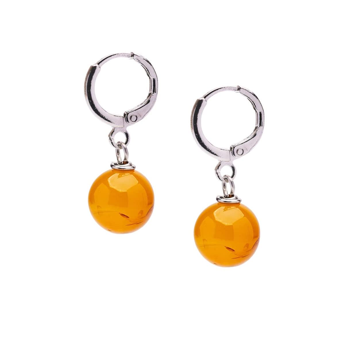 Yellow Agate 10mm Gemstone Bead Leverback Earrings