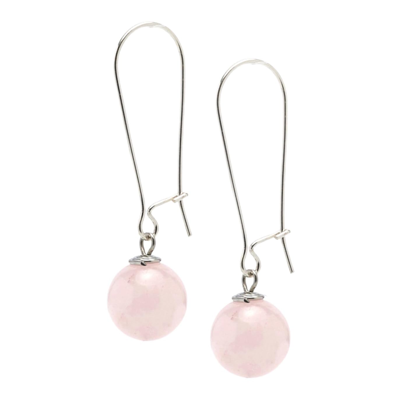 Rose Quartz 12mm Gemstone Bead Drop Earrings