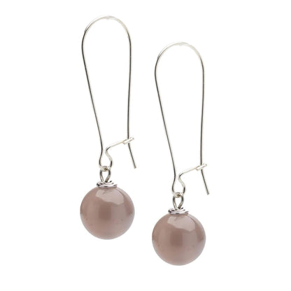 Grey Agate 12mm Gemstone Bead Drop Earrings